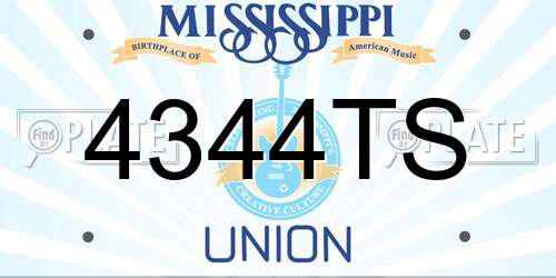 4344TS Mississippi License Plate