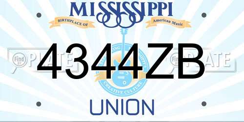 4344ZB Mississippi License Plate