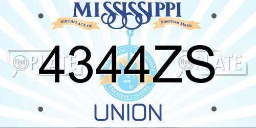 4344ZS Mississippi License Plate