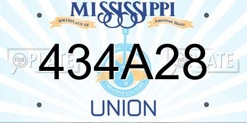 434A28 Mississippi License Plate
