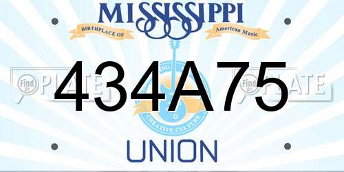 434A75 Mississippi License Plate