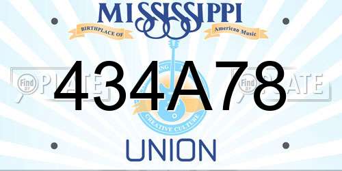 434A78 Mississippi License Plate