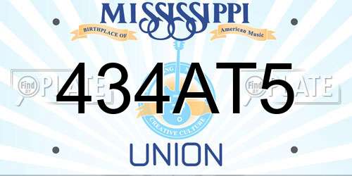 434AT5 Mississippi License Plate