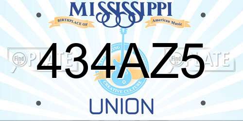 434AZ5 Mississippi License Plate
