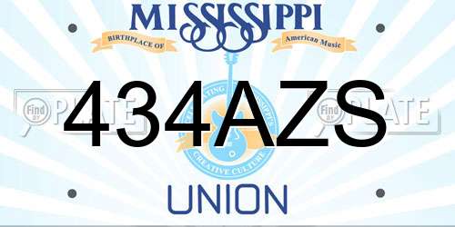 434AZS Mississippi License Plate