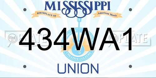 434WA1 Mississippi License Plate
