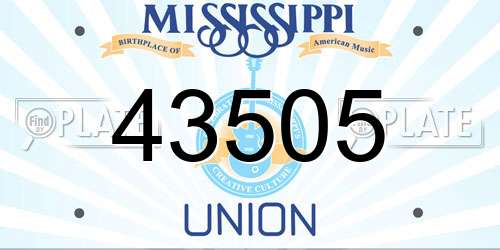 43505 Mississippi License Plate