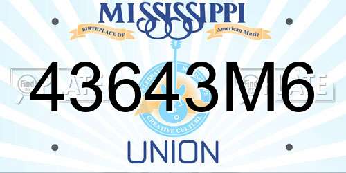 43643M6 Mississippi License Plate