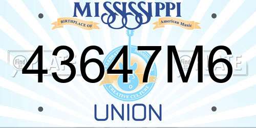 43647M6 Mississippi License Plate