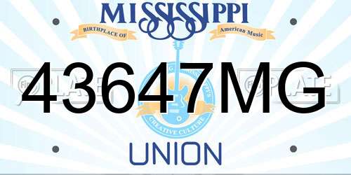 43647MG Mississippi License Plate