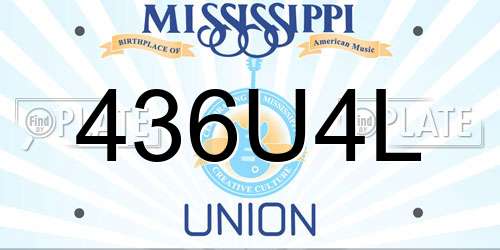 436U4L Mississippi License Plate