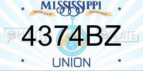 4374BZ Mississippi License Plate
