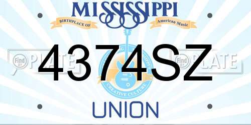 4374SZ Mississippi License Plate