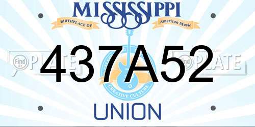 437A52 Mississippi License Plate