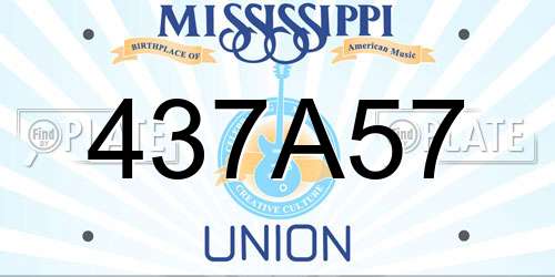 437A57 Mississippi License Plate