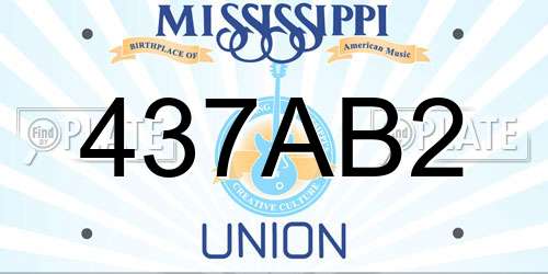 437AB2 Mississippi License Plate