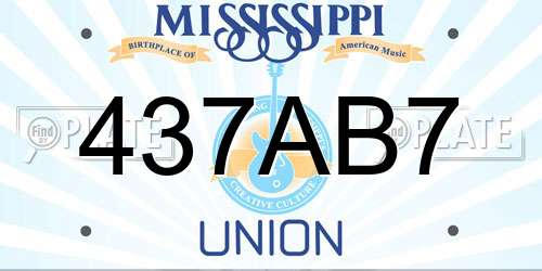 437AB7 Mississippi License Plate