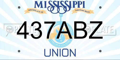 437ABZ Mississippi License Plate