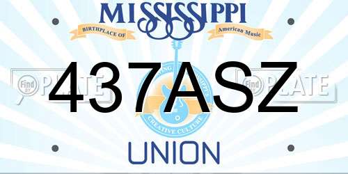 437ASZ Mississippi License Plate