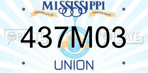 437M03 Mississippi License Plate