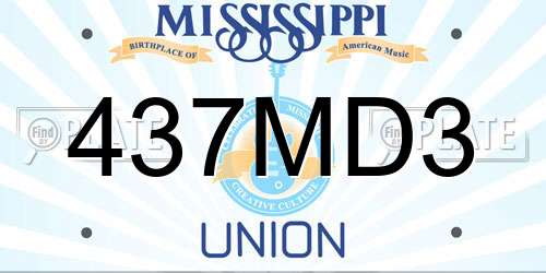 437MD3 Mississippi License Plate