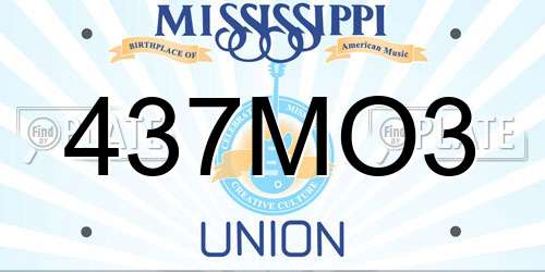 437MO3 Mississippi License Plate