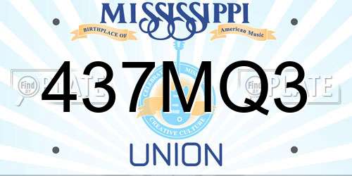 437MQ3 Mississippi License Plate
