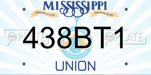 438BT1 Mississippi License Plate