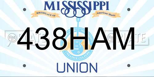 438HAM Mississippi License Plate
