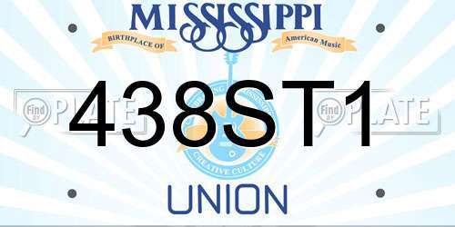438ST1 Mississippi License Plate
