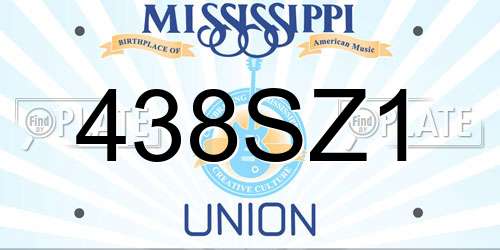 438SZ1 Mississippi License Plate