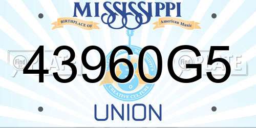 43960G5 Mississippi License Plate
