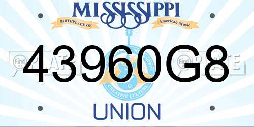43960G8 Mississippi License Plate