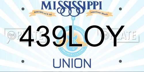 439LOY Mississippi License Plate