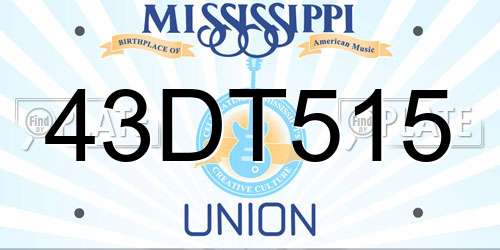 43DT515 Mississippi License Plate