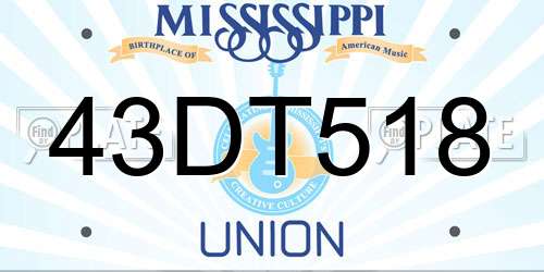 43DT518 Mississippi License Plate