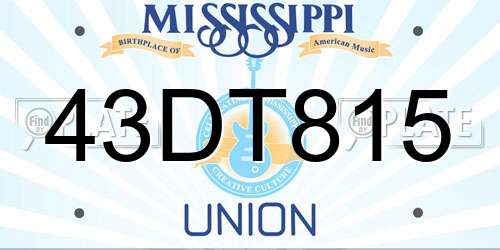 43DT815 Mississippi License Plate