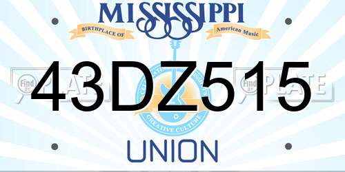 43DZ515 Mississippi License Plate