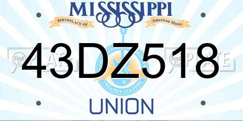 43DZ518 Mississippi License Plate