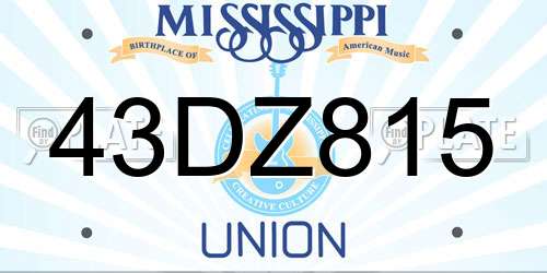 43DZ815 Mississippi License Plate