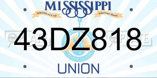 43DZ818 Mississippi License Plate
