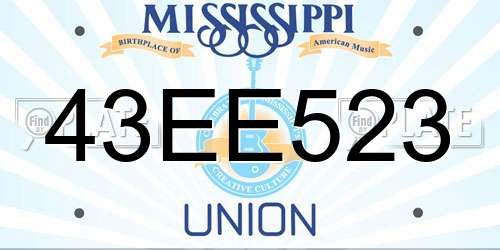 43EE523 Mississippi License Plate