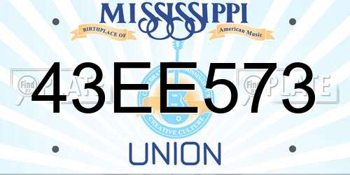 43EE573 Mississippi License Plate