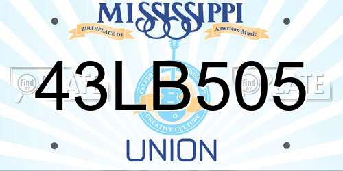 43LB505 Mississippi License Plate