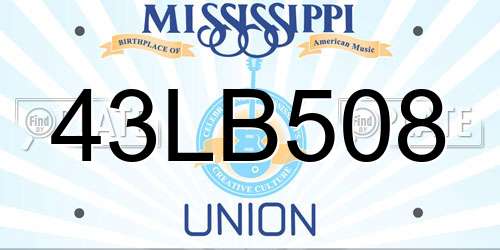 43LB508 Mississippi License Plate