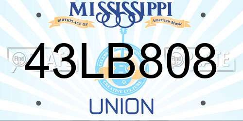 43LB808 Mississippi License Plate