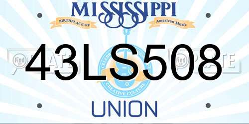 43LS508 Mississippi License Plate