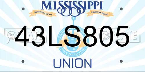 43LS805 Mississippi License Plate