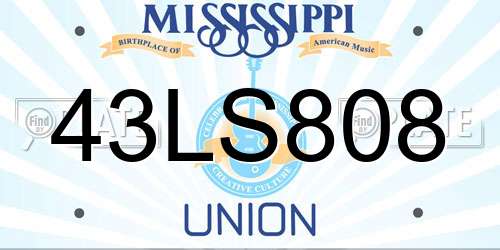 43LS808 Mississippi License Plate