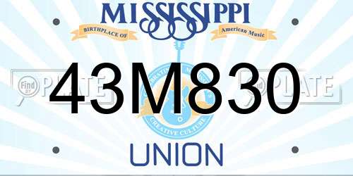 43M830 Mississippi License Plate